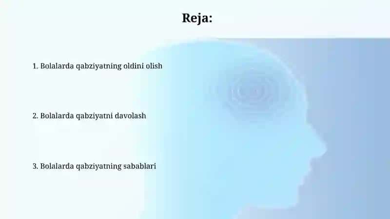 Bolalarda uchraydigan qabziyat kasalligi 2