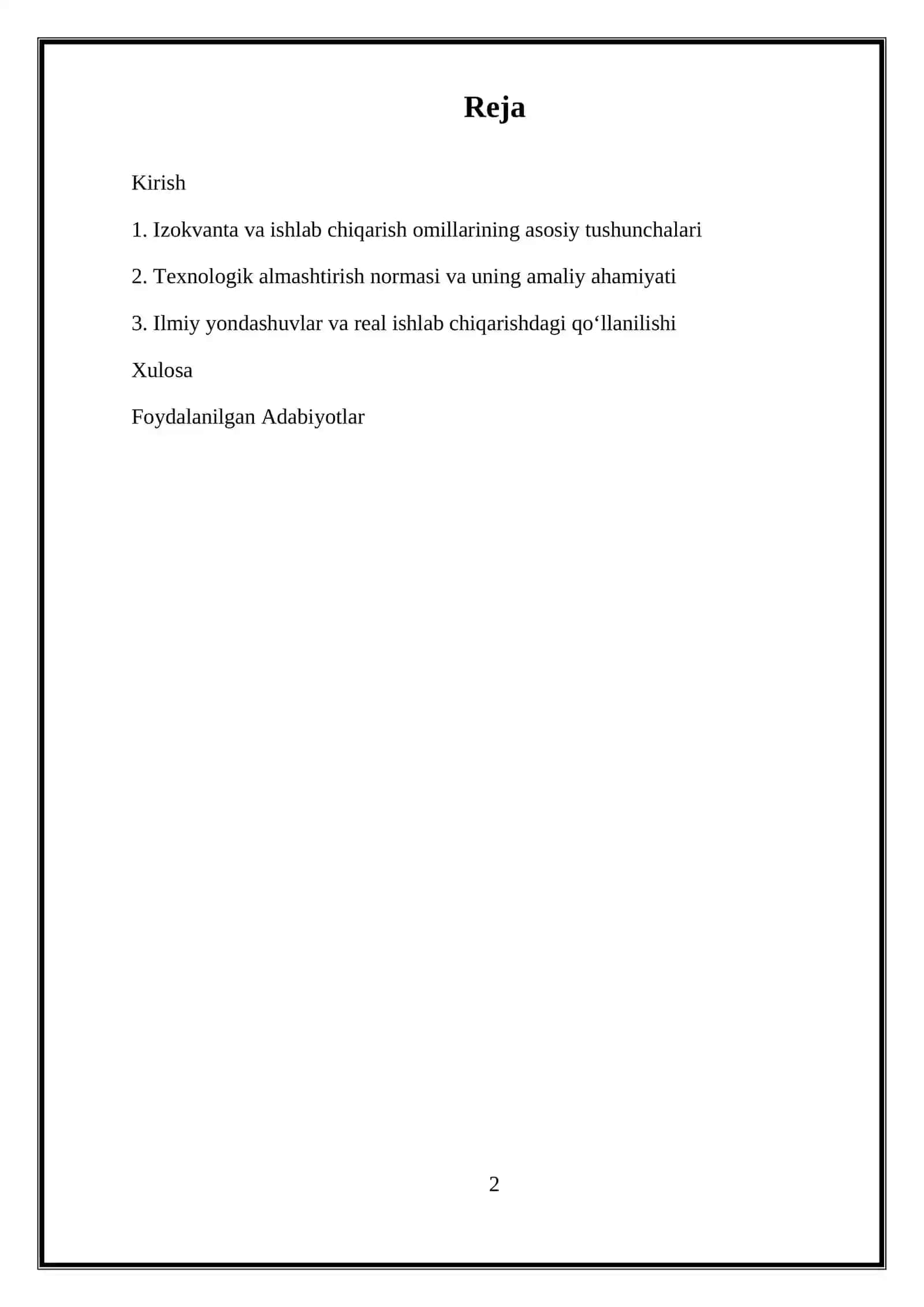 IZOKVANTA VA ISHLAB CHIQARISH OMILLARINI CHEKLI TEXNOLOGIK ALMASHTIRISH NORMASI 2