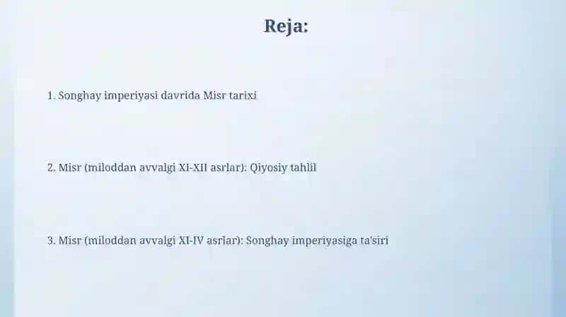 Misr (Miloddan avvalgi XI-XII va XI-IV asrlar) 2