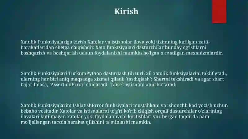 Xatolik Funksiyalari 2