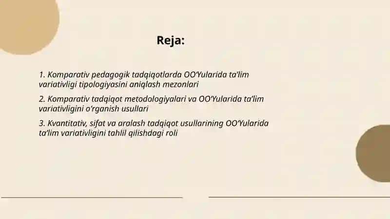 Qiyosiy pedogogikada tadqiqotlar tipologiyasi va OOʻYularida taʼlim variativligi 2