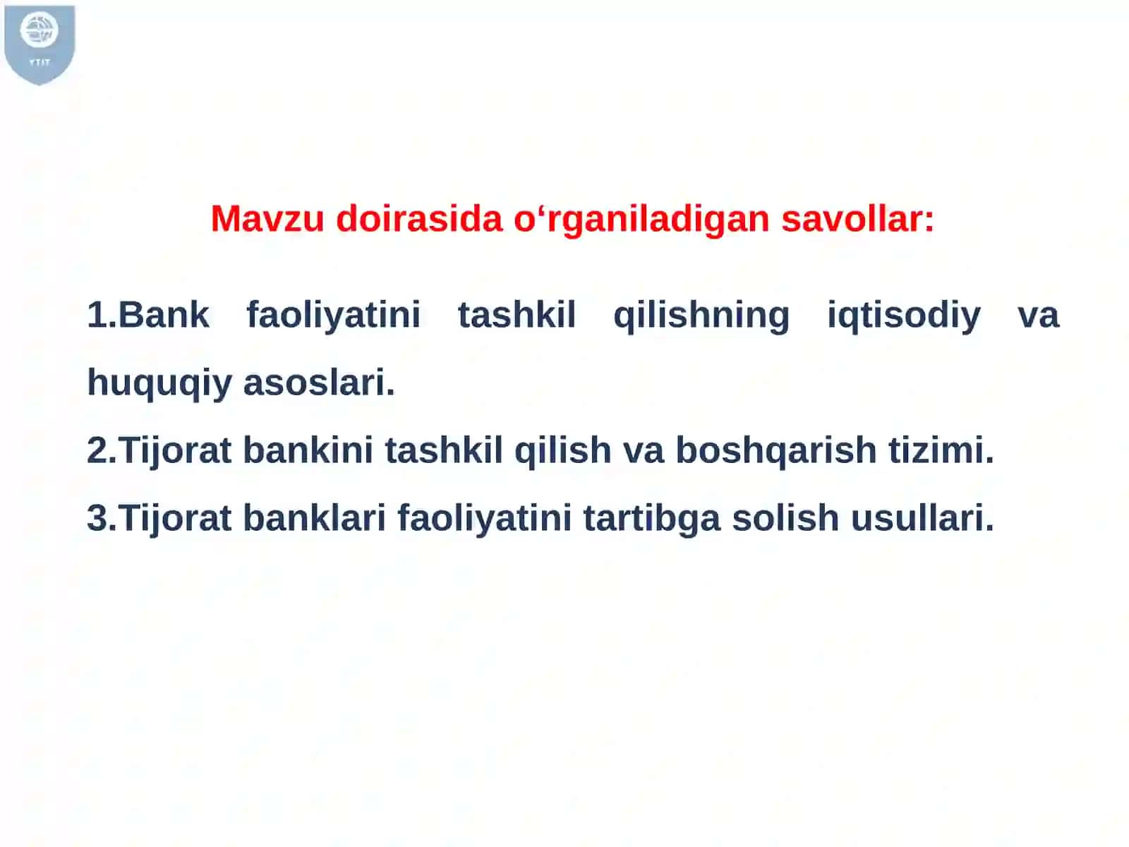 Pul va banklar fani 2