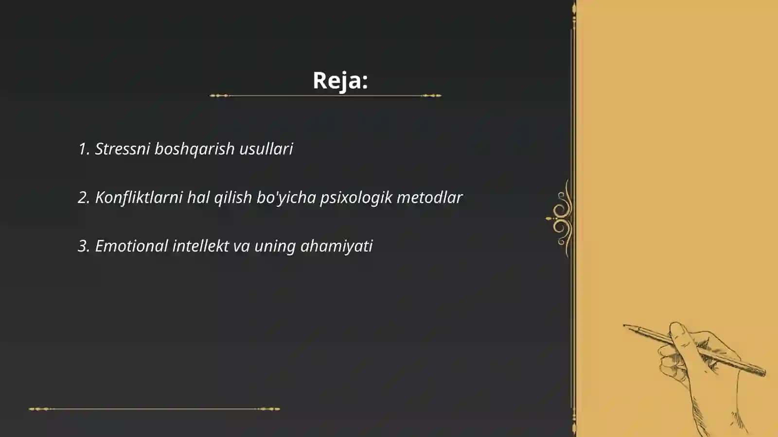 Muammoli vaziyatlarni psixologik metodlar yordamida bartaraf etish 2