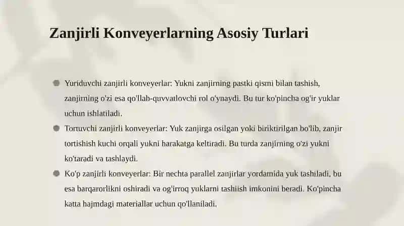 zanjirli konverlar mustaqil ta'lim 2
