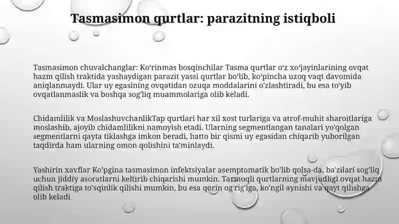 Tasmasimon Chuvalchanglar-Odam Parazitlari 2