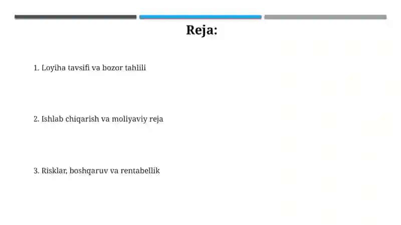 Biznes loyixa LMDF va dsp ishlab chiqarish 2