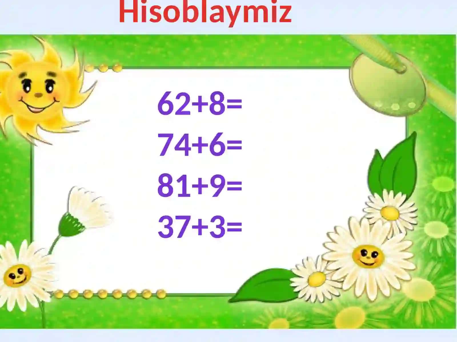 “100 ichida sonlarni xonadan o’tib qo’shish usullari ” mavzusi asosida dars taqdimoti 2