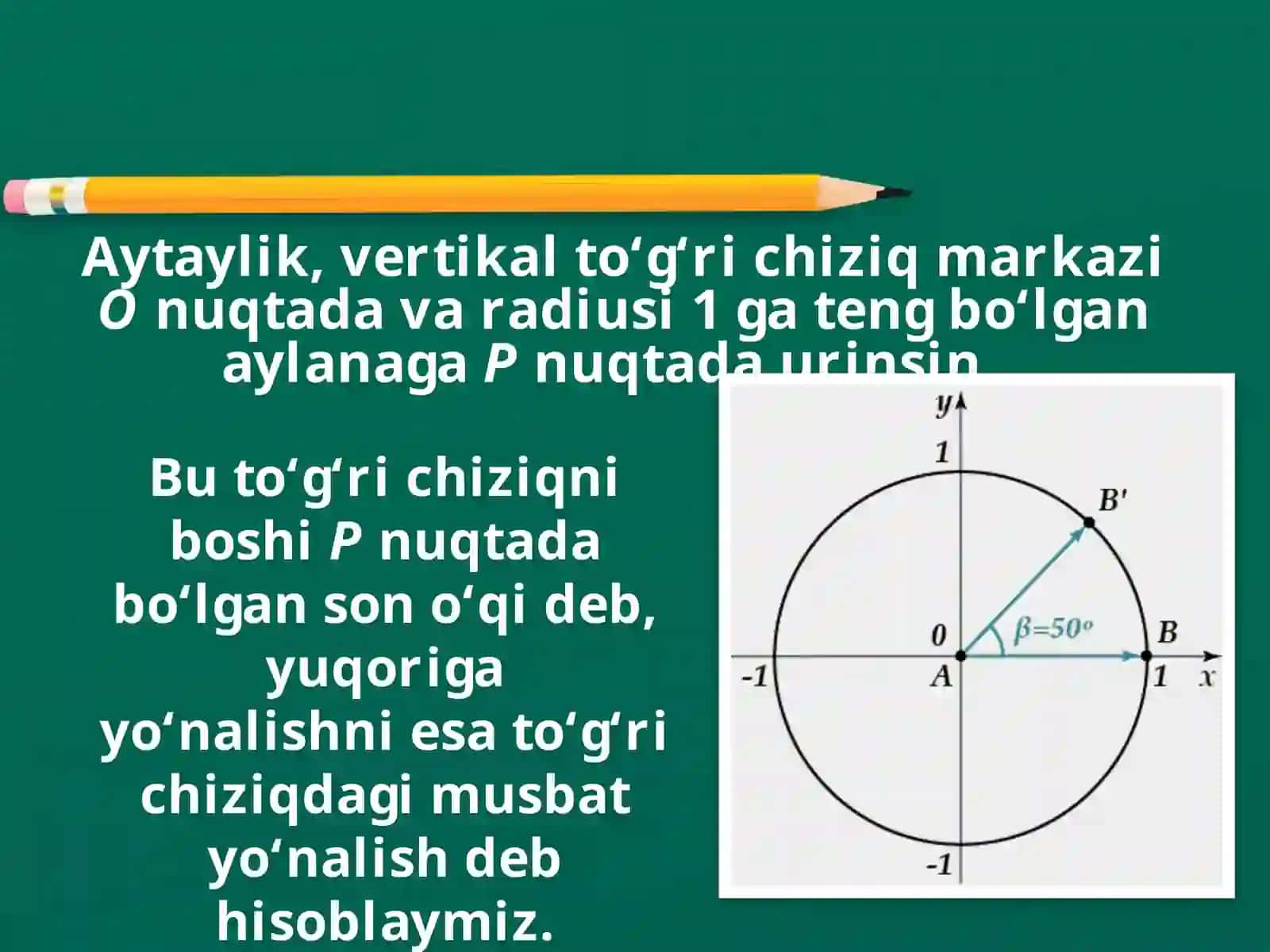 9-sinf algebra.Burchakning radian o'lchovi 2