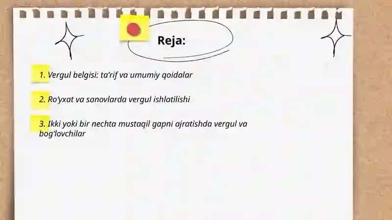 Vergul belgisining ishlatilishi qoidalari 2