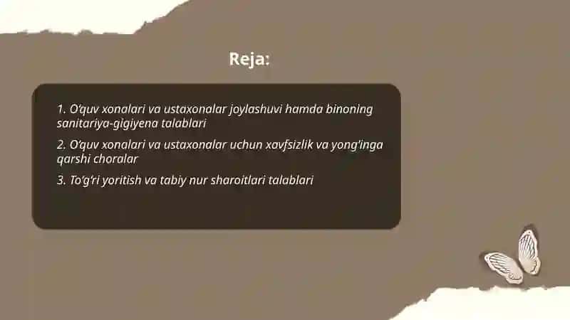 Kasbiy politexnikumlar o‘quv xonalari amaliy hamda o‘quv ustaxonalariga qo‘yiladigan talablar va ularni jihozlash 2