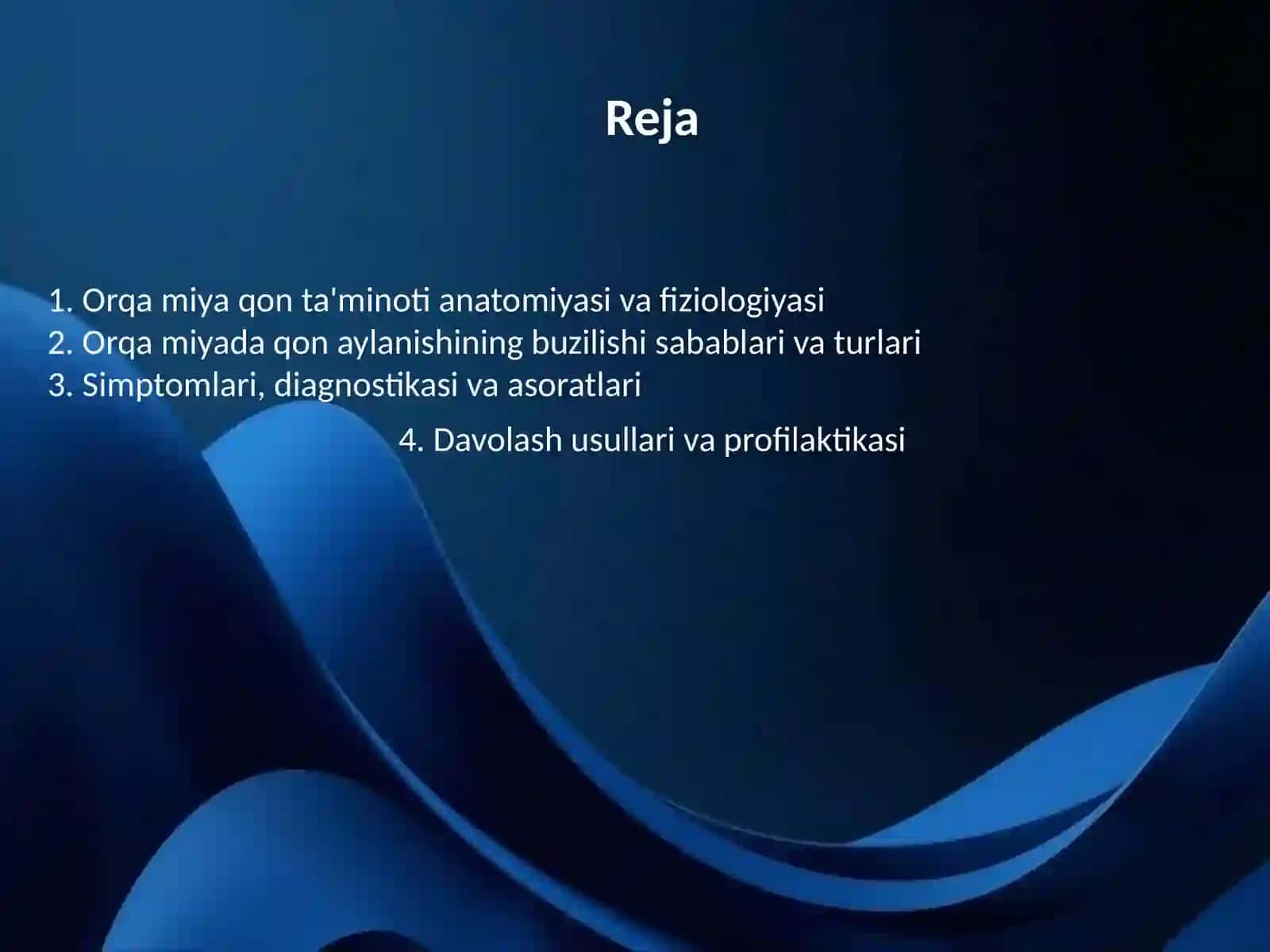 Orqa miyada qon aylanishining buzilishi 2