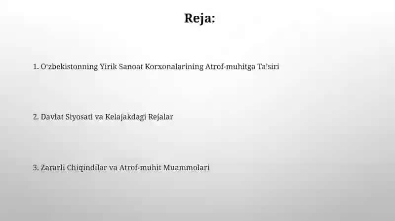 Oʻzbekistonning Yirik Sanoat Korxonalarining Atrof-muhitga Taʼsiri 2
