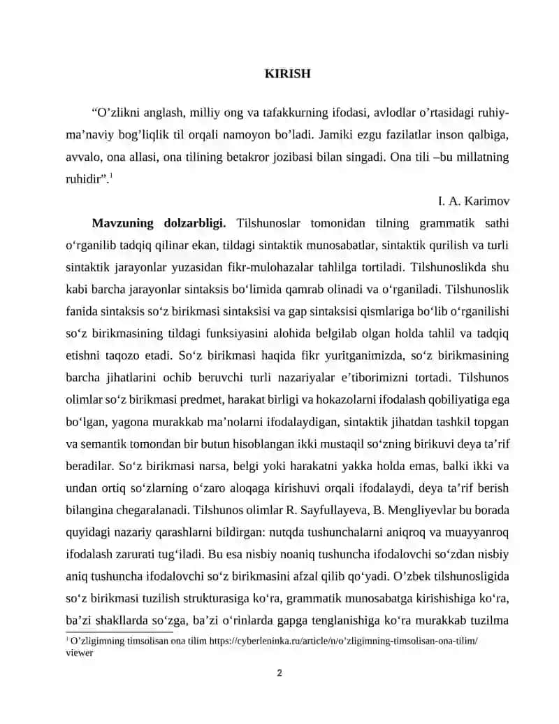 SOʼZ BIRIKMASINING LISONIY SINTAKTIK XUSUSIYATI VA BOG‘LANISH OMILLARI (muayyan asar misolida) 2