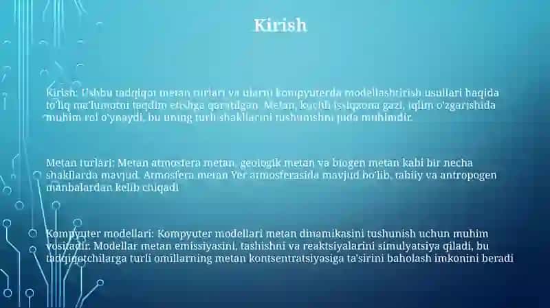 Turli Ni Sirtlari Bilan Metan Turlarini Kompyuterda Modellashtrish 2