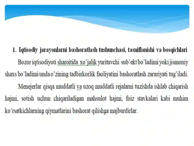Iqtisodiy jarayonlarni bashoratlash 2