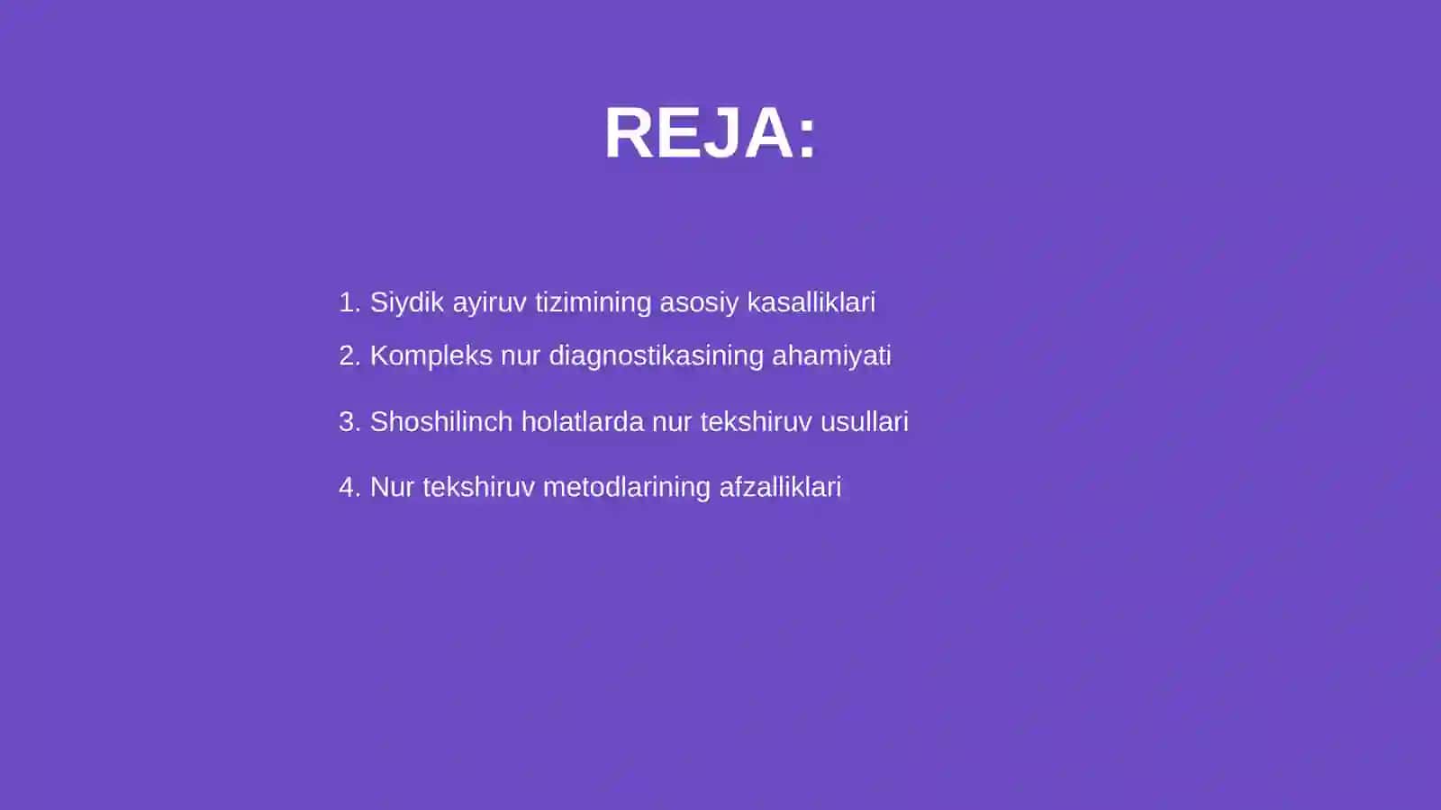 Siydik ayiruv tizimi kasalliklarining kompleks nur diagnostikasi 2