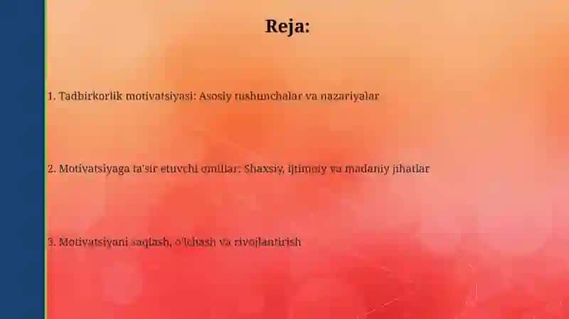 Tadbirkorlik faoliyati motivatsiyasi 2
