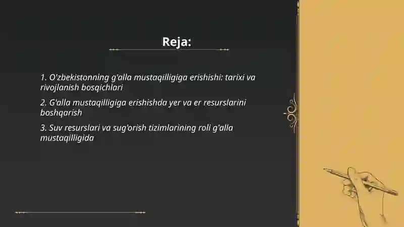 O'zbekistonning g'alla mustaqilligiga erishishi 2