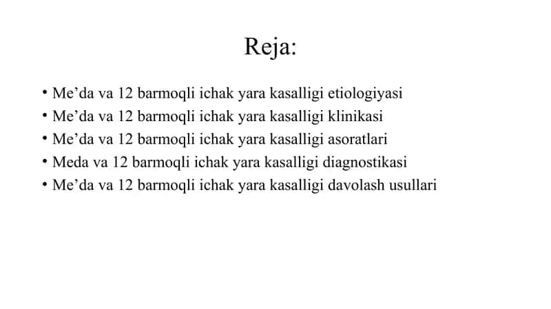 Me’dava 12 barmoqli ichak yara kasalligi 2