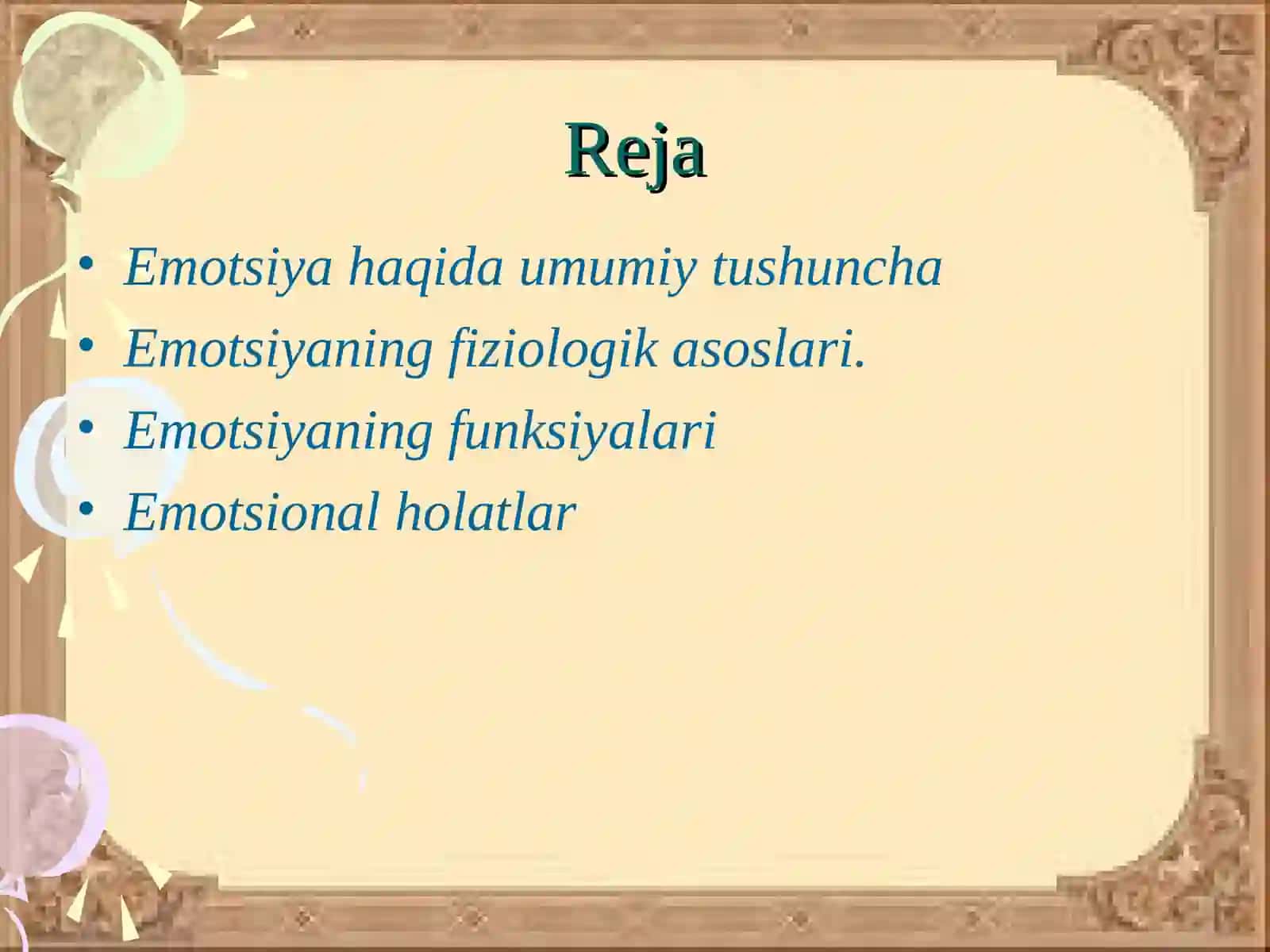 Emotsiyaning psixologik tavsifi 2