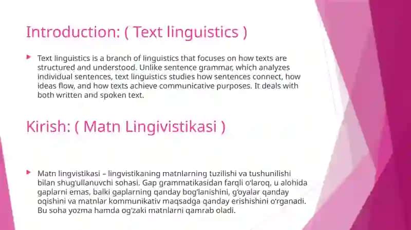 Matnlingvistikasi (Text Linguistics) 2