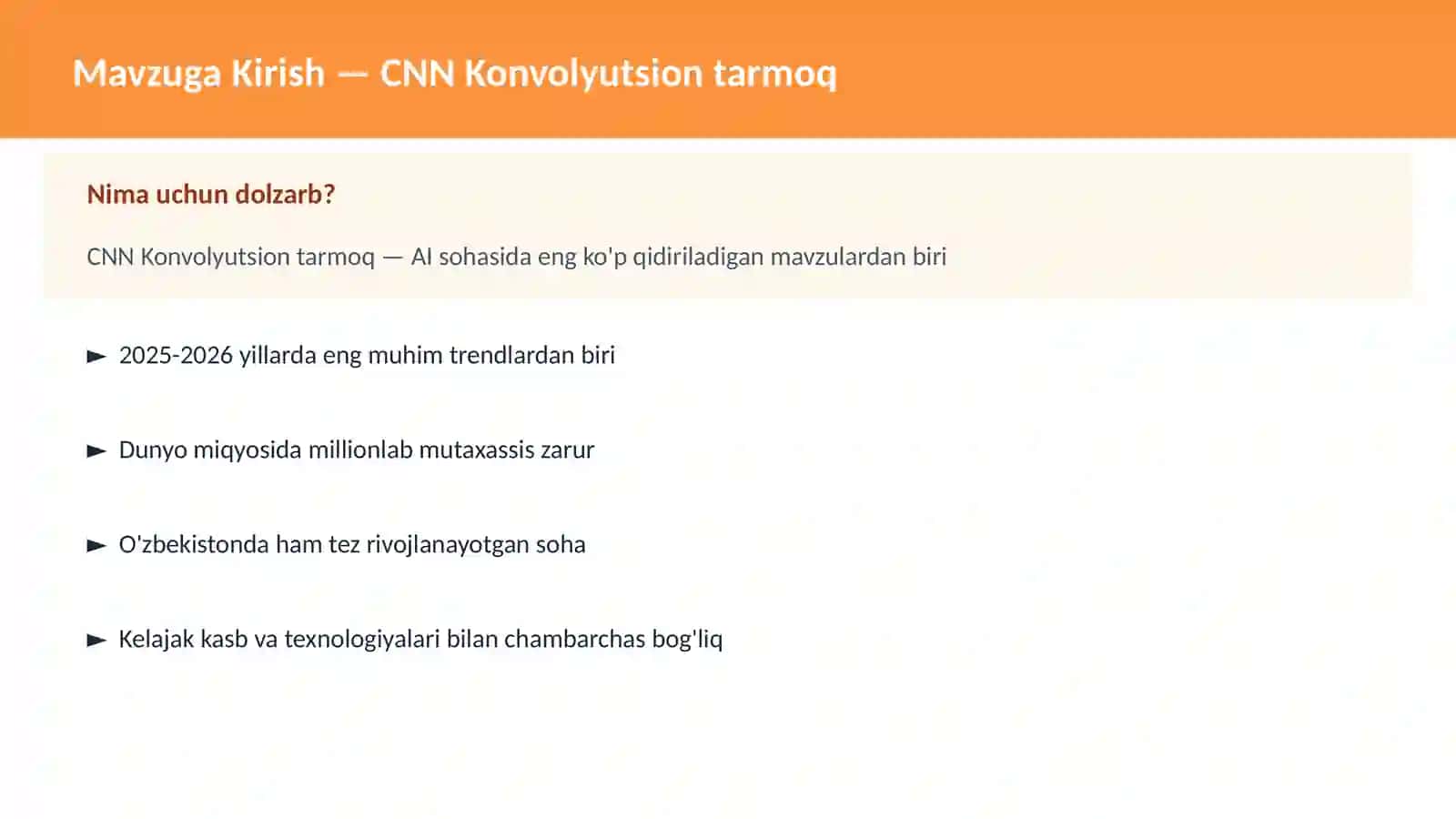 CNN Konvolyutsion tarmoq 2
