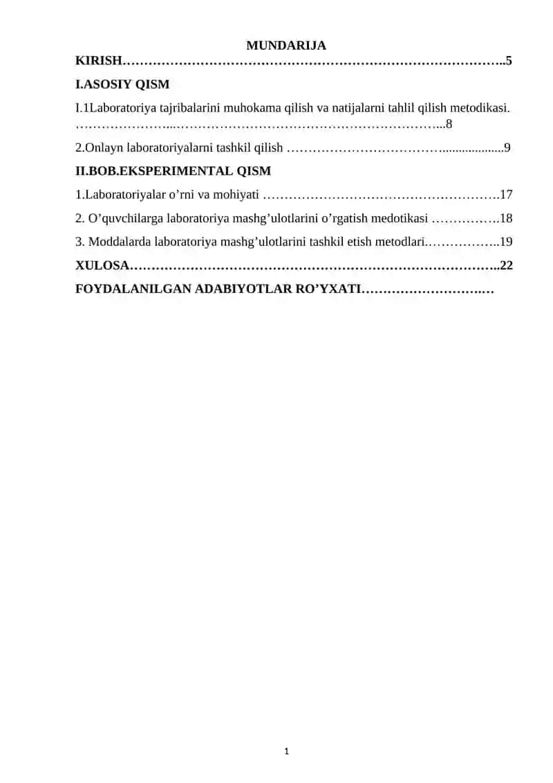 Laboratoriya tajribalarini muhokama qilish va natijalarni tahlil qilish metodikasi. 2