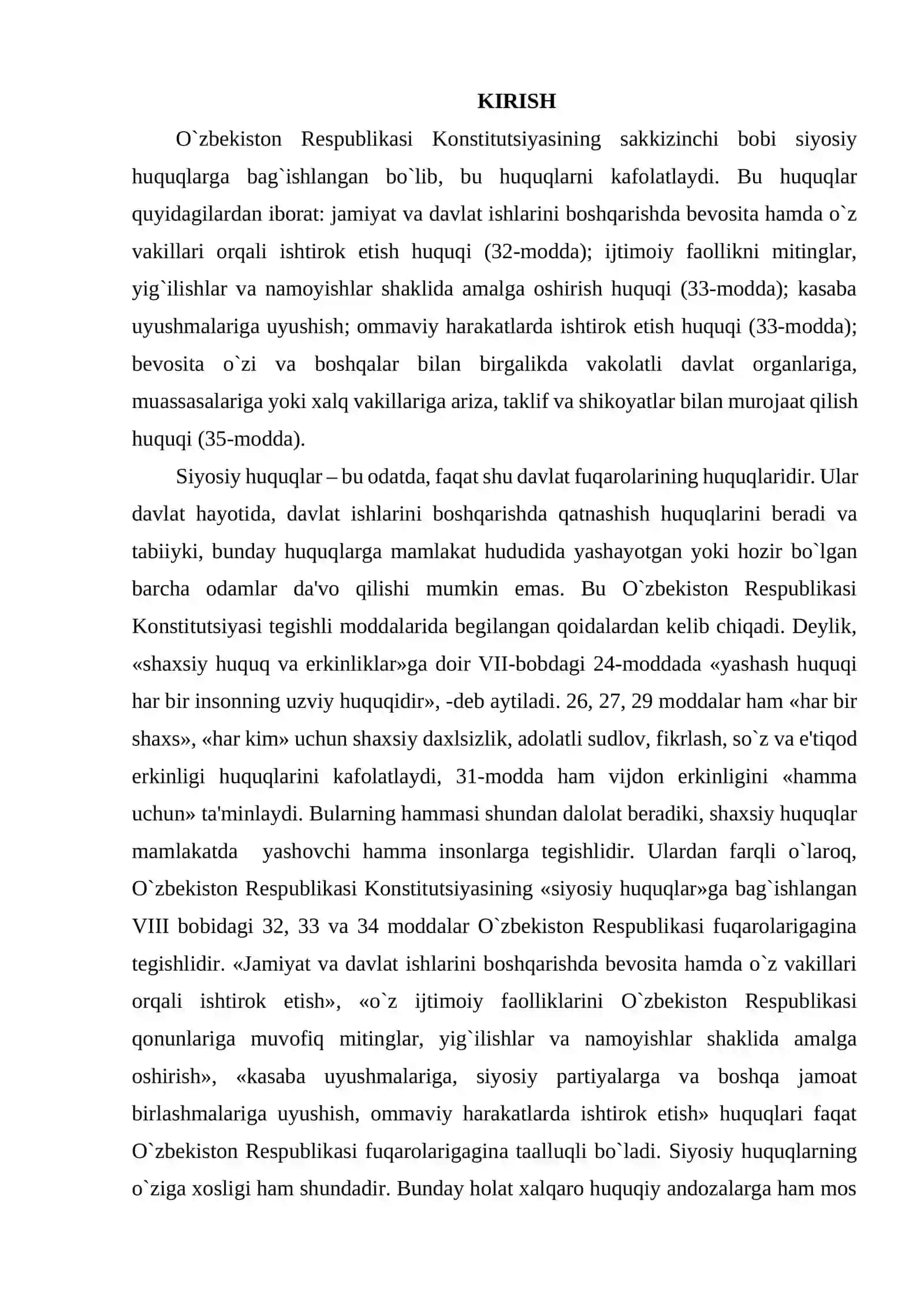 SIYOSIY- HUQUQIY SOHADAGI USTUVOR XALQARO REYTINGLAR VA ULARGA O'ZBEKISTONNING INTEGRATSIYALASHUVI 2