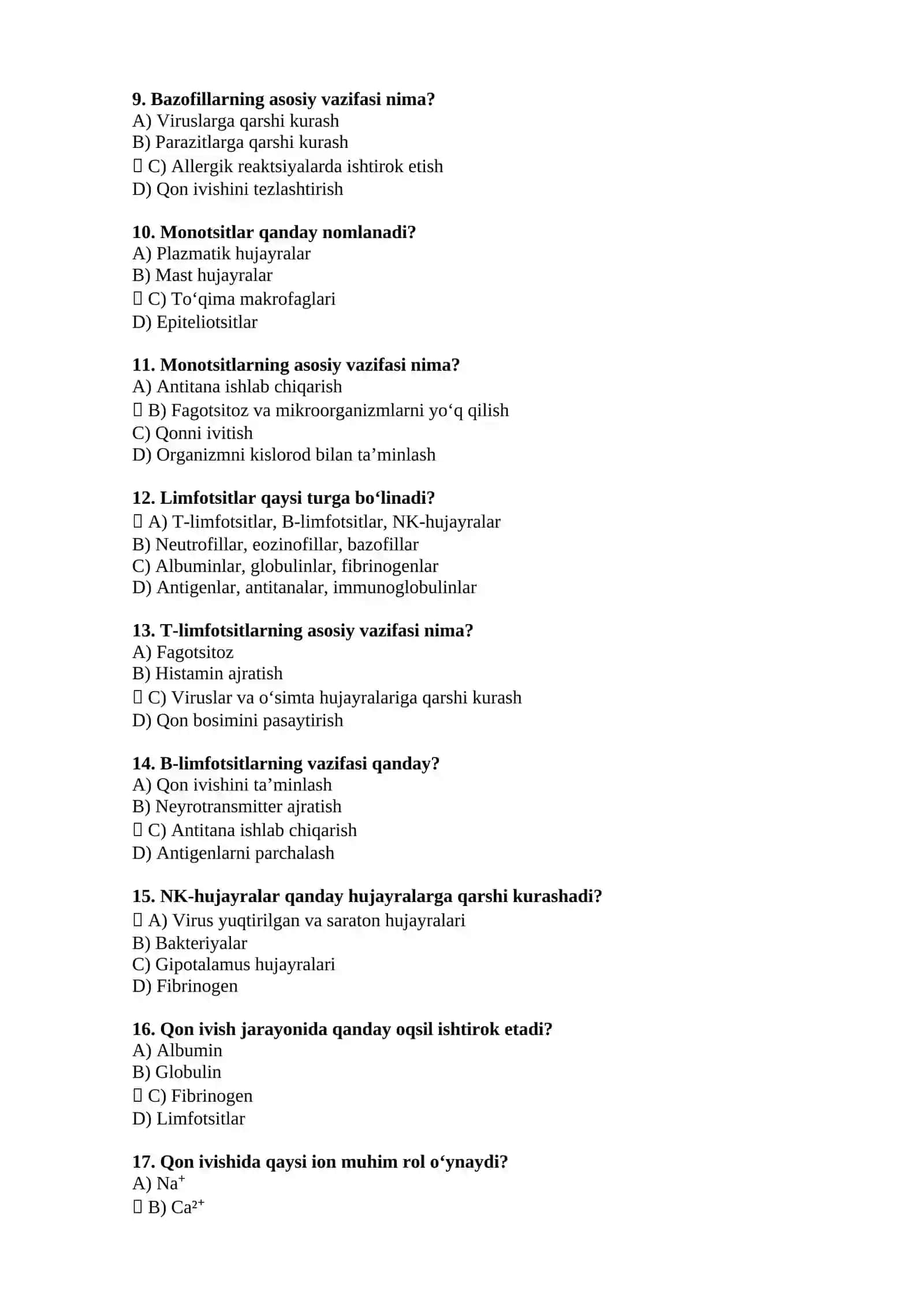 Leykotsitlarning umumiy xususiyatlari 2