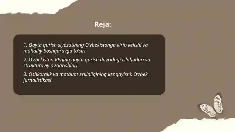 Oʻzbekistonning qayta qurishi 2