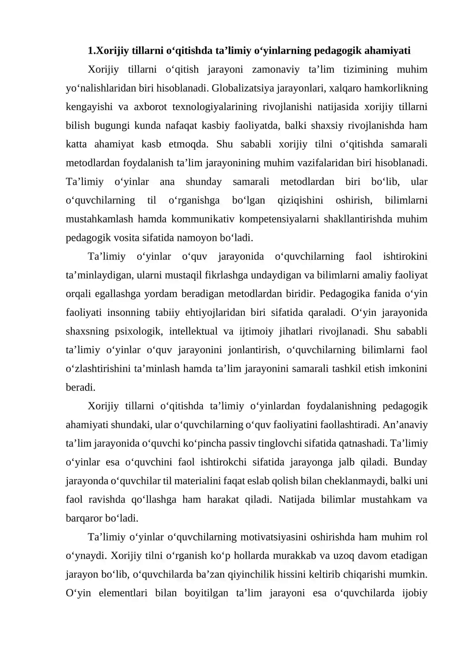 XORIJIY TILLARNI TA’LIMIY O’YINLAR YORDAMIDA O’QITISH METODIKASI 2