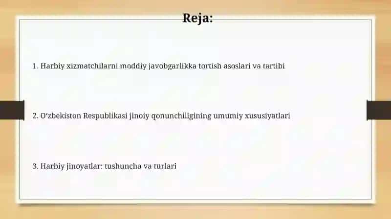 Harbiy xizmatchilarni moddiy javobgarlikka tortish uchun 2