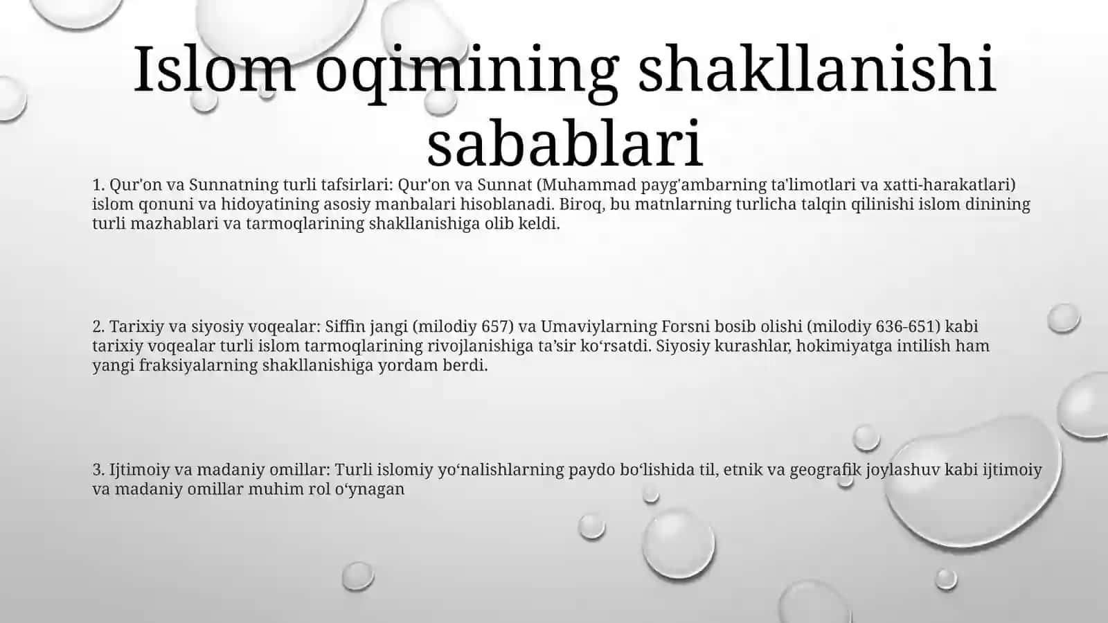 Islom Oqimlari Va YoʻNalishlarining Paydo BoʻLishi Sabablari E'Tiqodidagi BoʻLinishlarning Sabablari VaOqibatlari 2