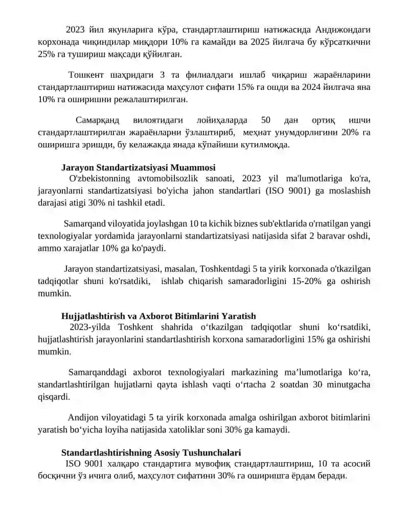 Jarayonlarni standartlashtirish tartibi 2