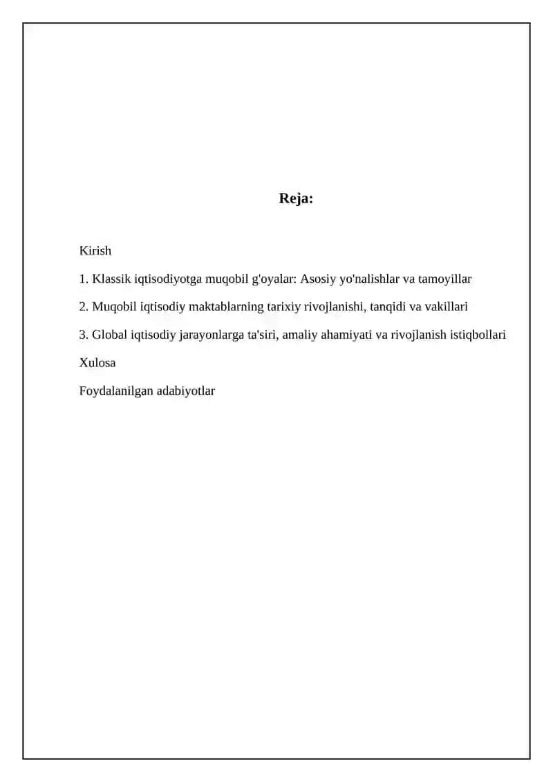 Klassik iqtisodiyotga muqobil g'oyalar: Asosiy yo'nalishlar va tamoyillar 2
