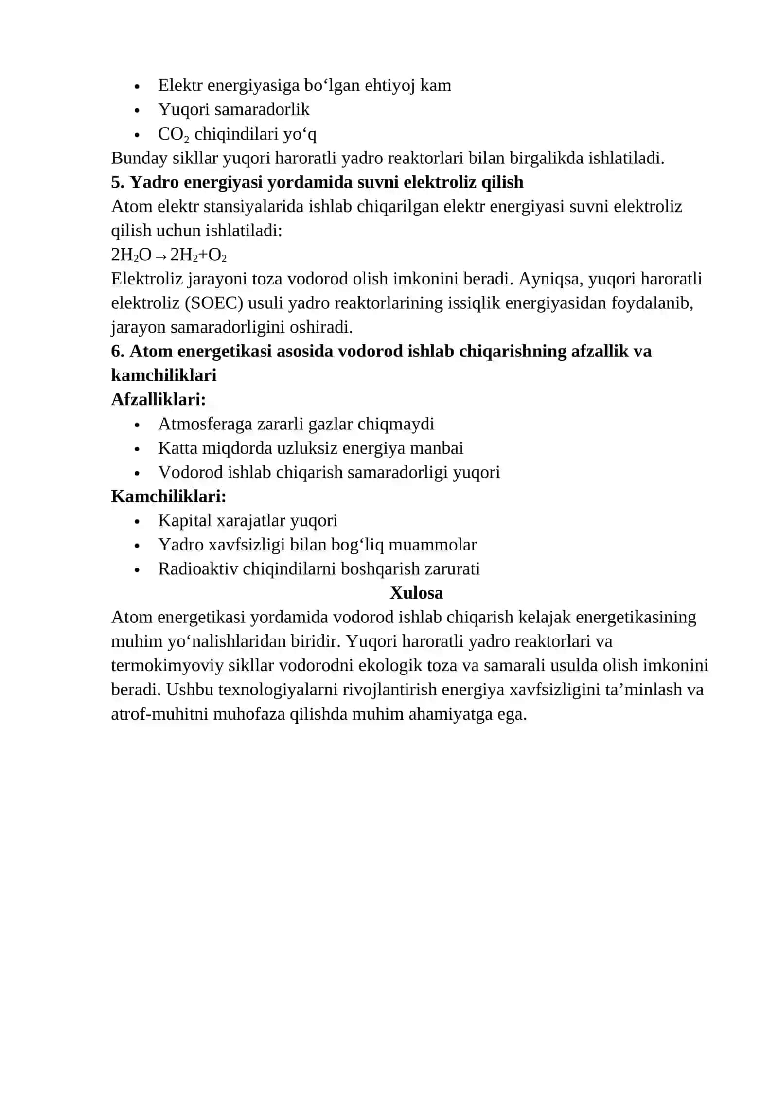 ATOM ENERGETIKASI YORDAMIDA VODOROD ISHLAB CHIQARISH REAKTORLARI 2