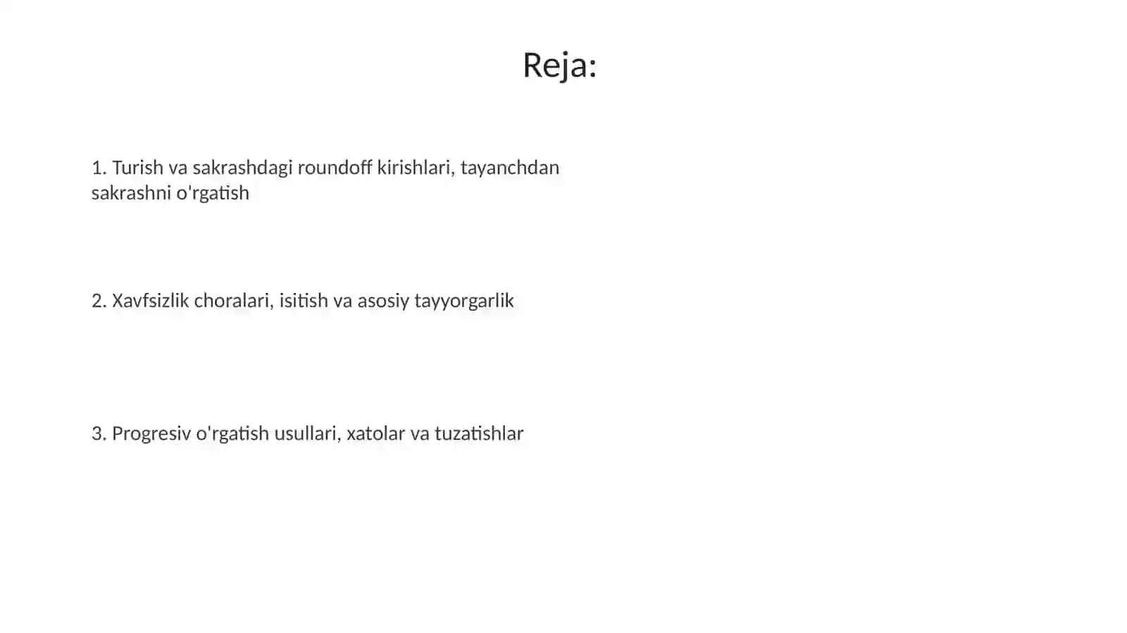 Akrobatika turgan joyida va sakrab rondad oshishni orgatish Tayanib sakrash 2