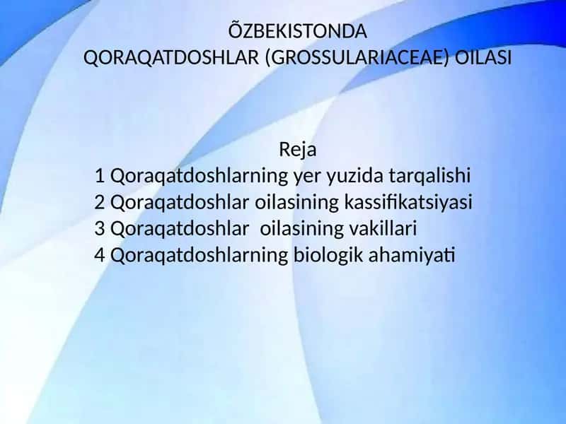 Qoraqatdoshlar (Grossulariaceae) oilasi 2