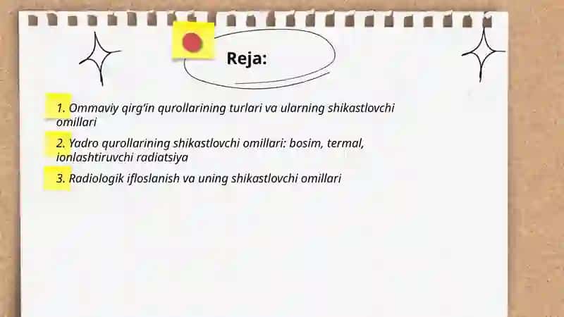 Ommaviy qirgʻin qurollarining shikastlovchi omillari va ulardan himoyalanish 2
