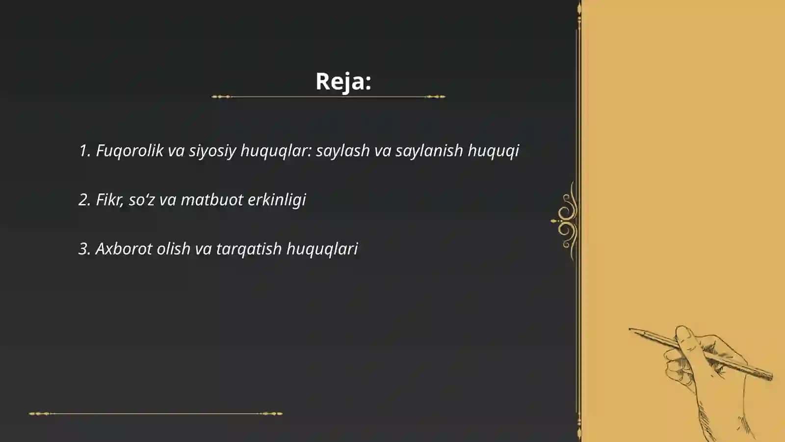 Inson va fuqorolarning asosiy huquqlari va erkinliklar 2