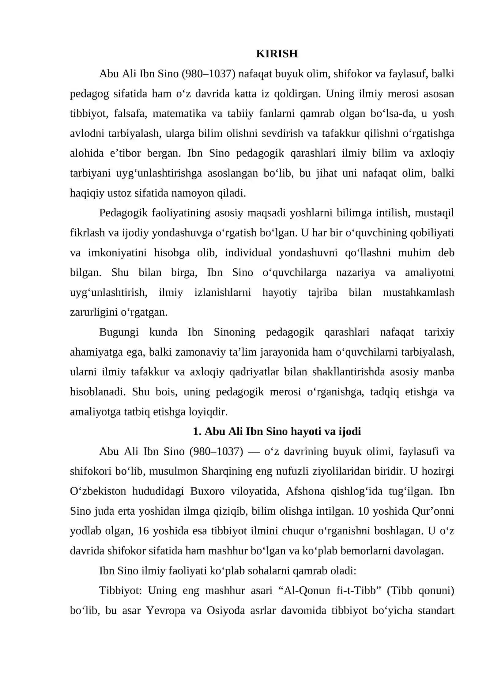 Abu Ali Ibn Sinoning pedagogik qarashlari 2