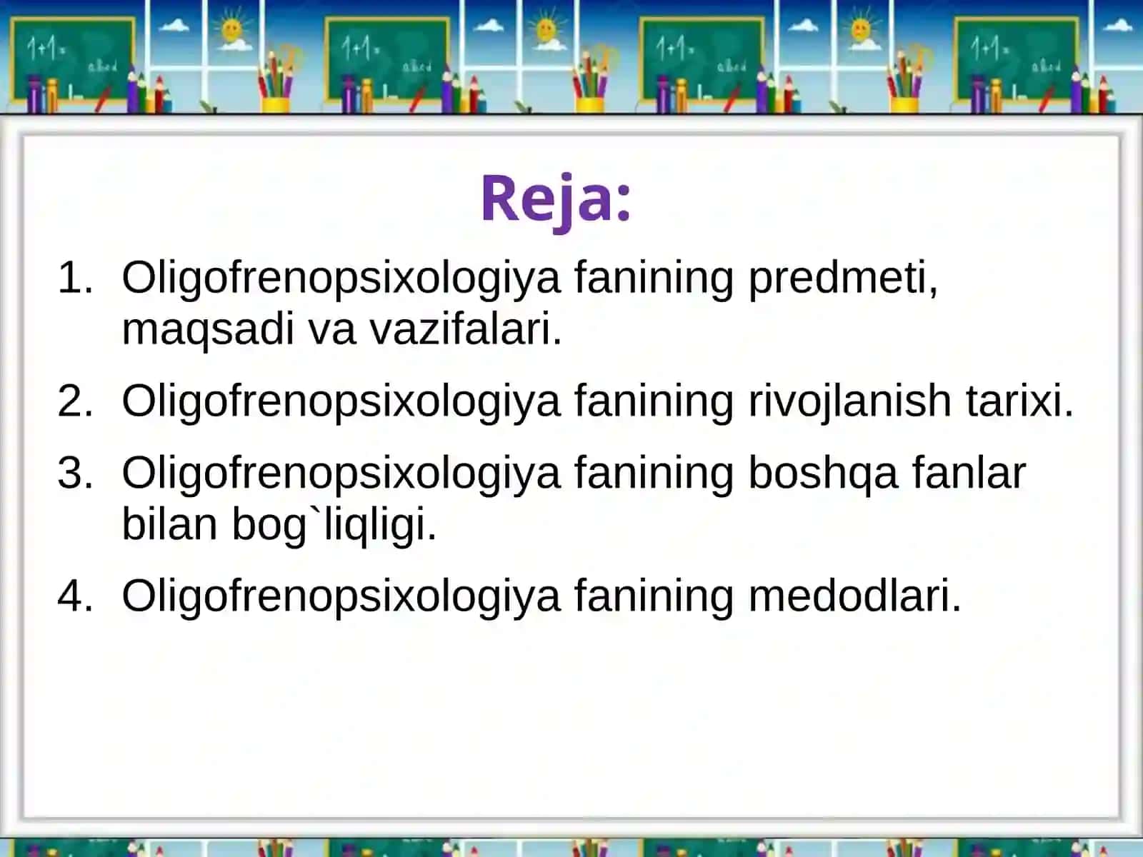 Oligofrenopsixologiya fanining predmeti, maqsadi va vazifalari 2