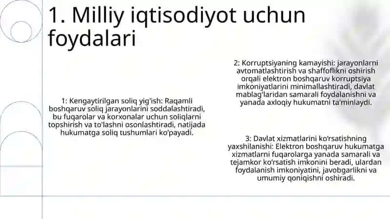 Elektron Hukumat – Mamlakat Iqtisodiyotini 2