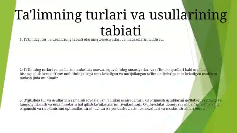 TaʼLim Pedagogikasida Tarbiya Turlari Va Usullaridan Foydalanish Imkoniyatlari 2