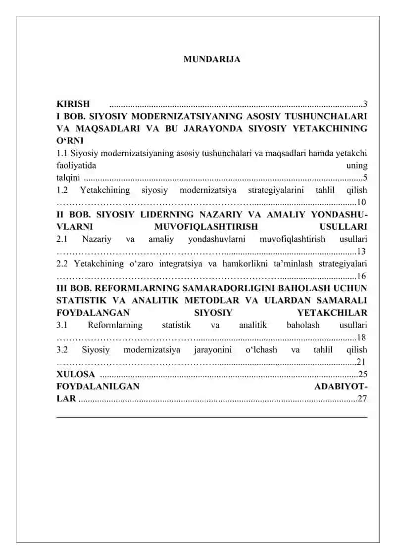 SIYOSIY YETAKCHINING IJTIMOIY-SIYOSIY TUZUMNI ISLOH QILISH, SIYOSIY MODERNIZATSIYANI AMALGA OSHIRISH STRATEGIYALARI 2