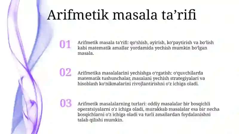 Arifmetik Masalalar Yechishga O'rgatish 2