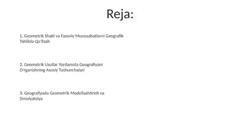 Geometrik usullarda geografiyani o'rganish 2