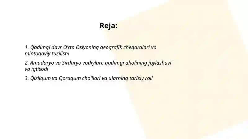 Qadimgi davr Õrta Osiyo tarixiy geografiyasi 2