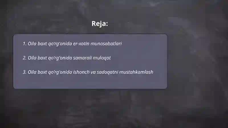 Oilа baxt qo'rg'oni 2