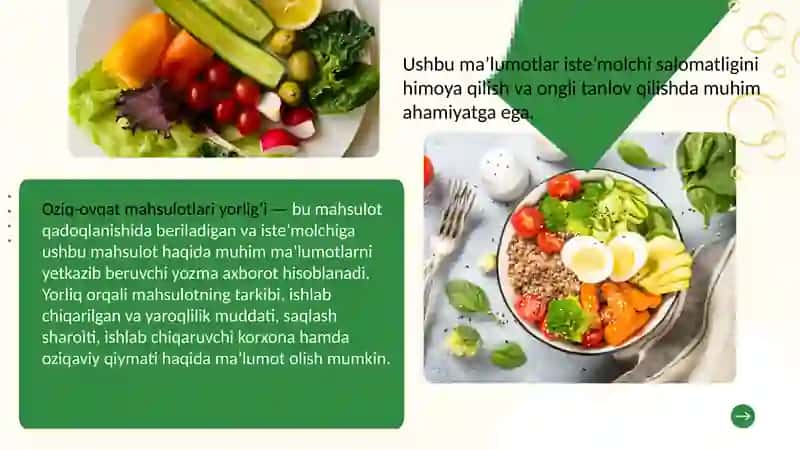 Oziq-ovqat mahsulotlarining tarkibi, foydali va zararli xususiyatlarini yorliqlari orqali o‘rganish 2